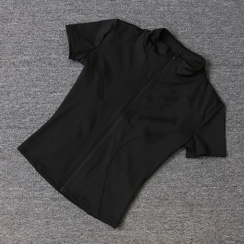 Training- Full Zipper Short Sleeves Yoga shirts