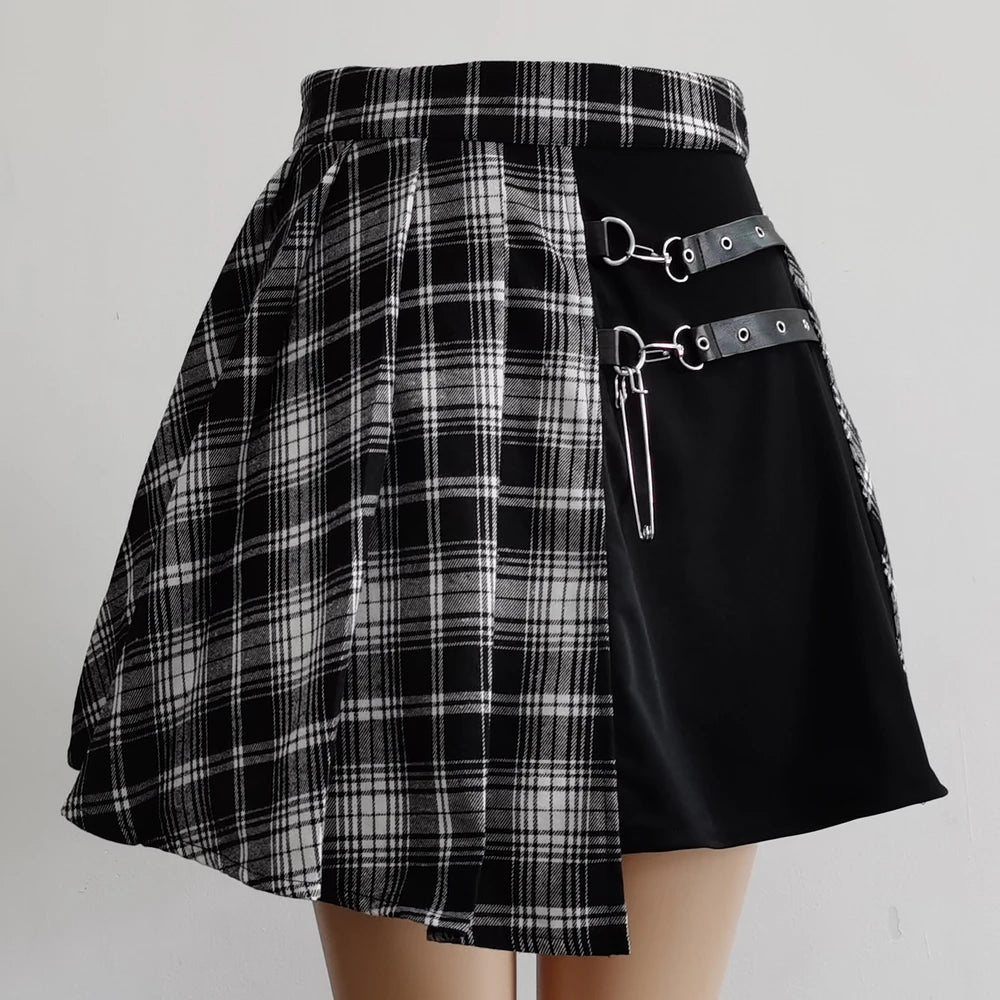 Plaid Pleated Mini High Waist Skirts