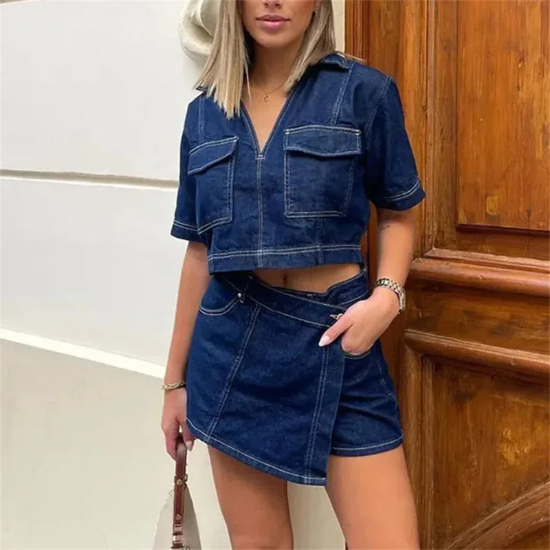 Denim Shirt and Shorts