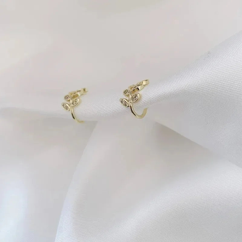 Metal Leaf Earcuff Clips On Earrings