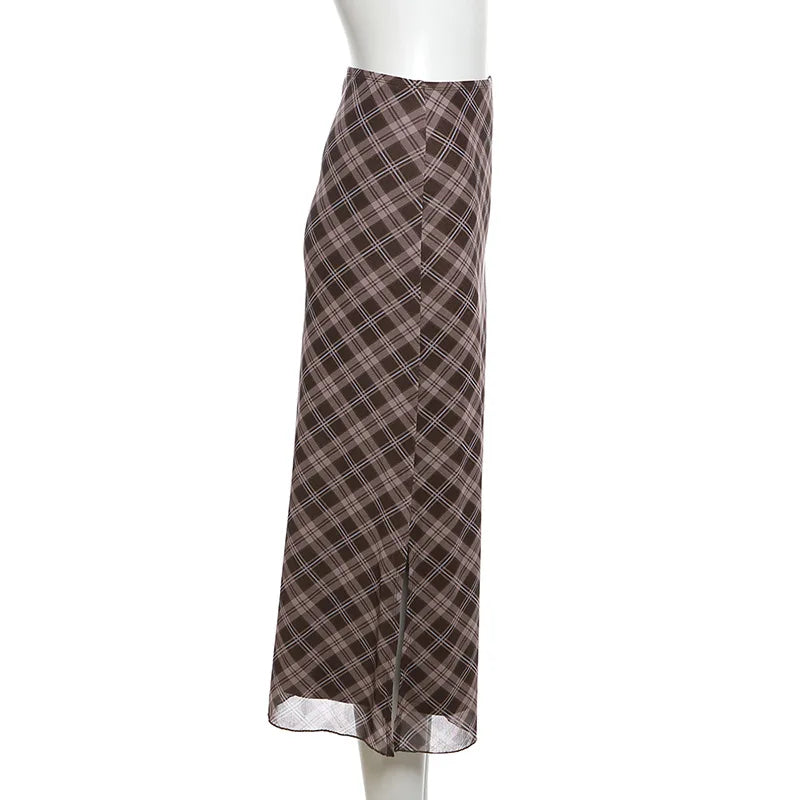 Ankle-Length Plaid Print Wrap Skirts