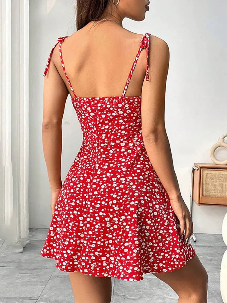 Floral Spaghetti Strap Short Dress