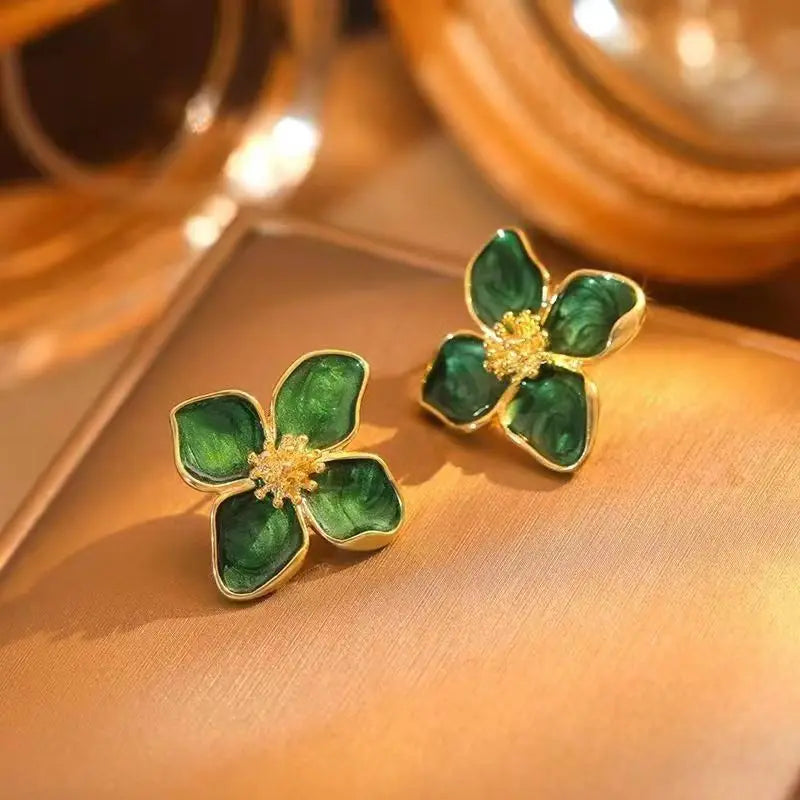 Dripping Oil Flower Stud Earrings