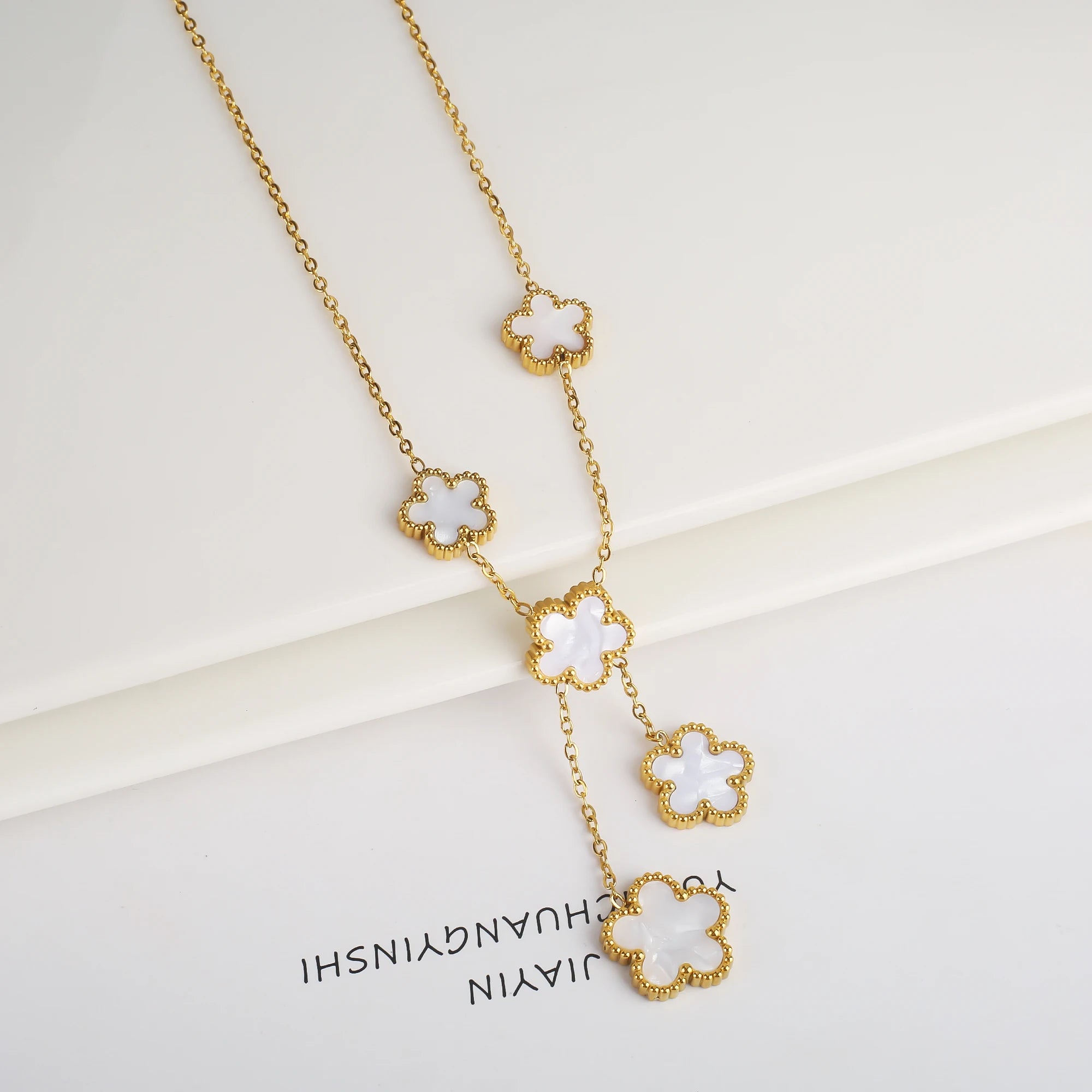 Stainless Steel Laser Five Leaf Flower Adjustable Clover Bracelets