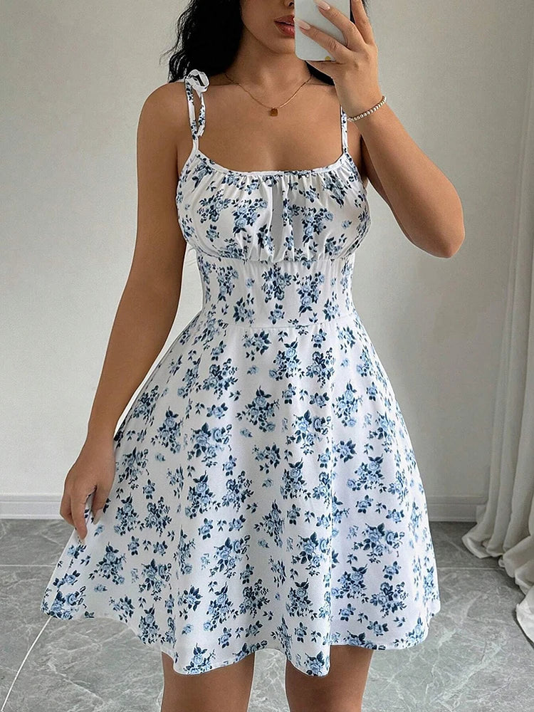 Floral Spaghetti Strap Short Dress