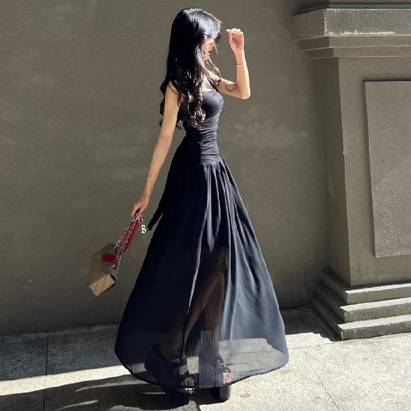 Elegant Long Ruched Bodycon Maxi Dress