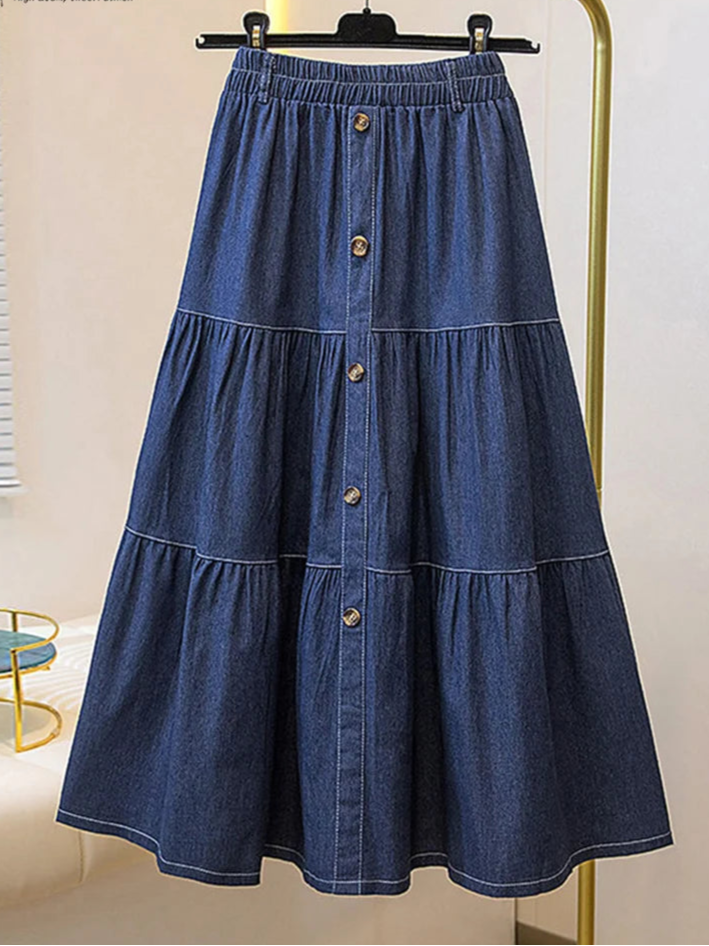 Elastic Waist Denim Skirts