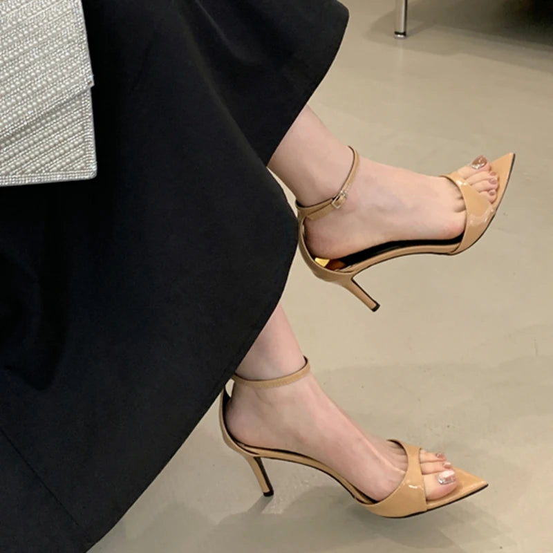 Pointed Toe Ankle Strap Thin High Heel
