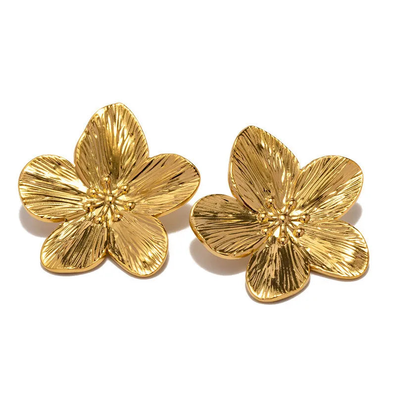Gold Plated Flower Stud Earrings