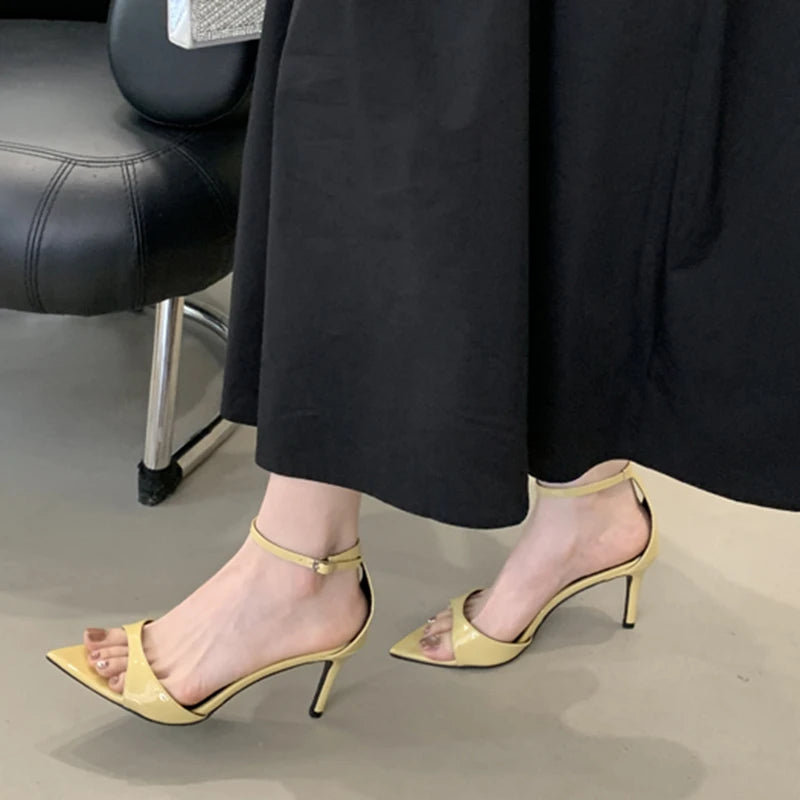 Pointed Toe Ankle Strap Thin High Heel