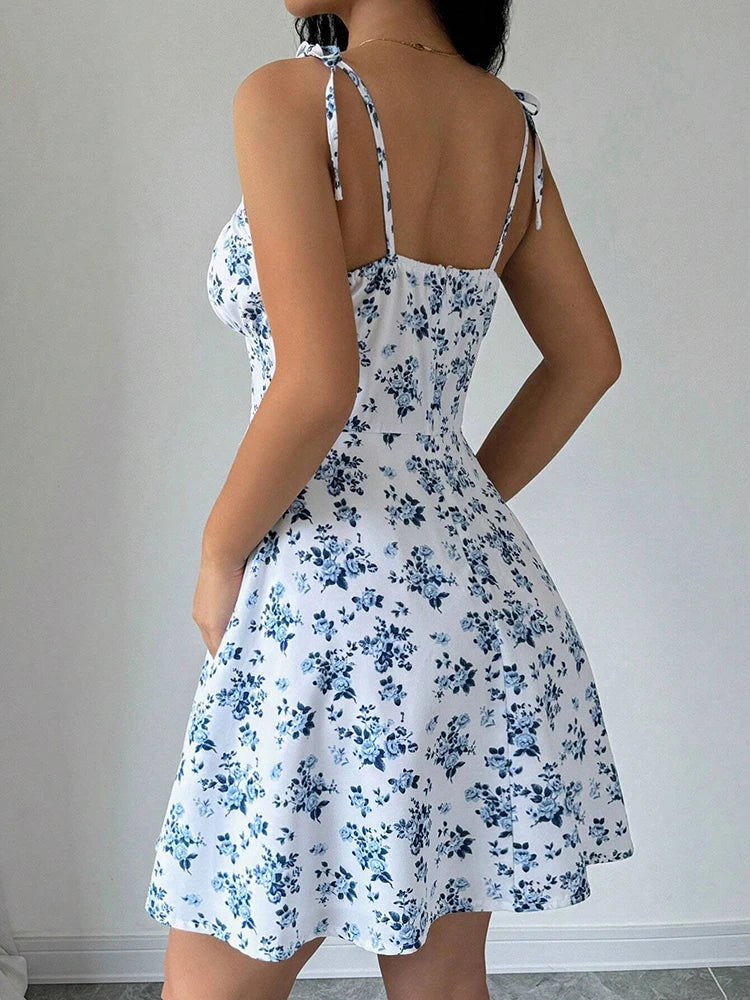Floral Spaghetti Strap Short Dress