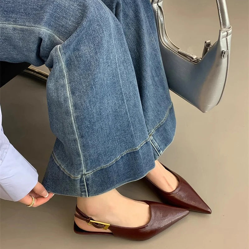 Pointed Toe Women Sing-back Low Heels