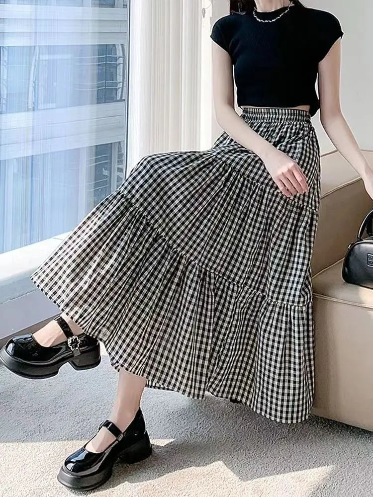 Checkered High Waist Skirts