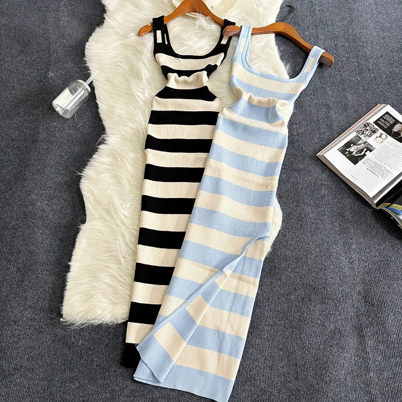 Striped Bodycon Long Dress