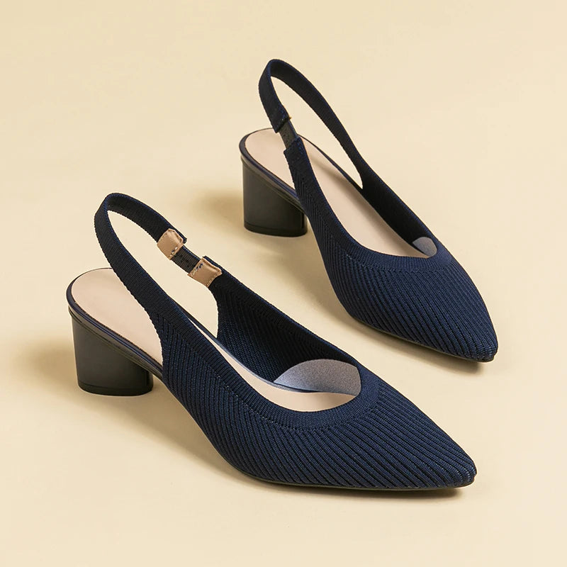Knitted Round Thick Heels