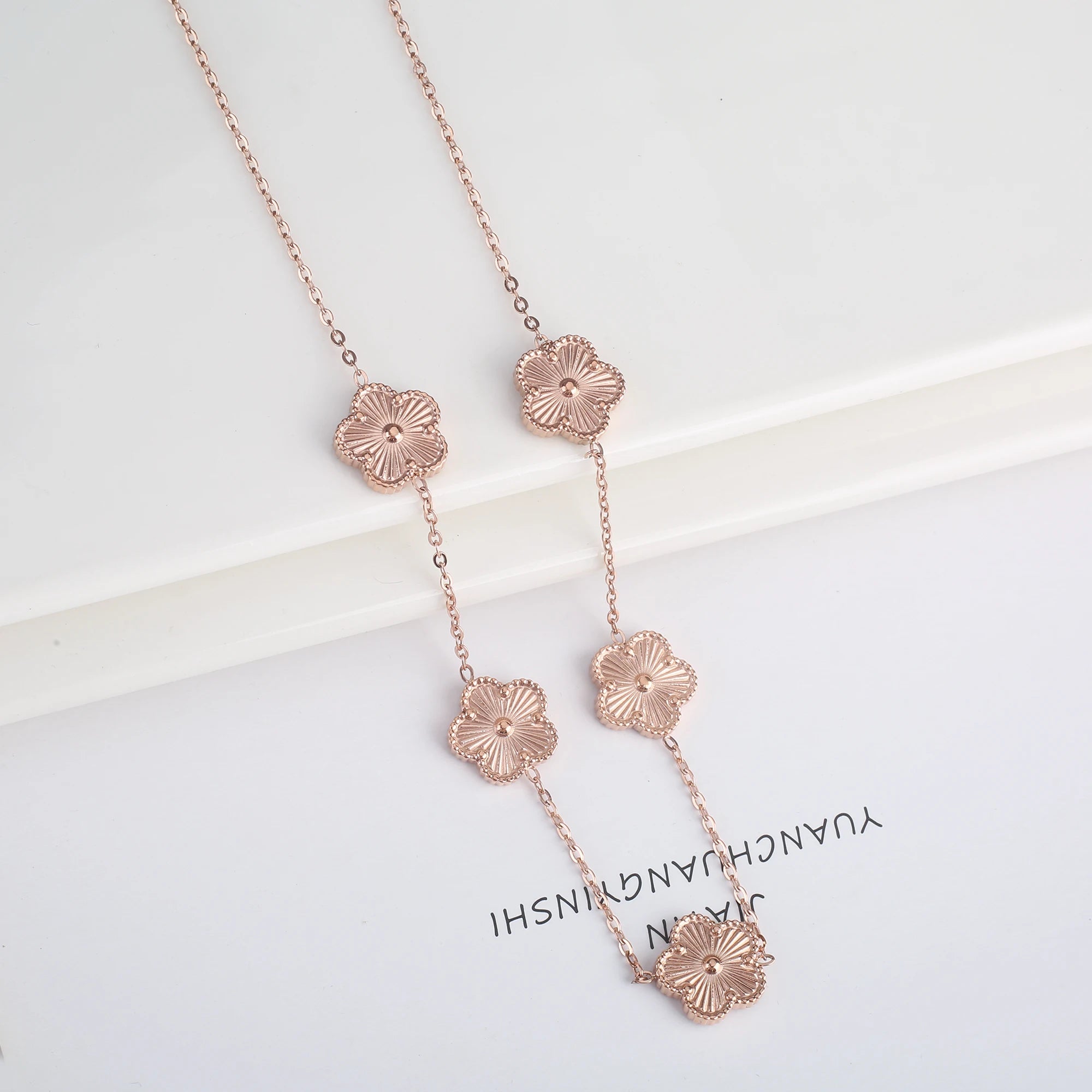 Stainless Steel Laser Five Leaf Flower Adjustable Clover Bracelets