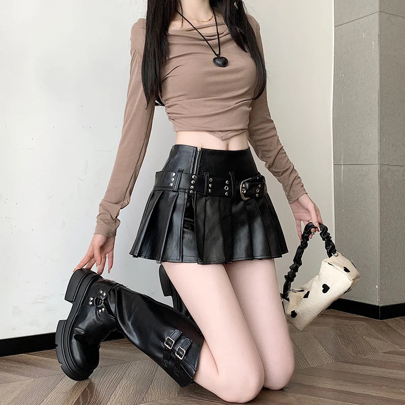 Pleated Leather Skirts