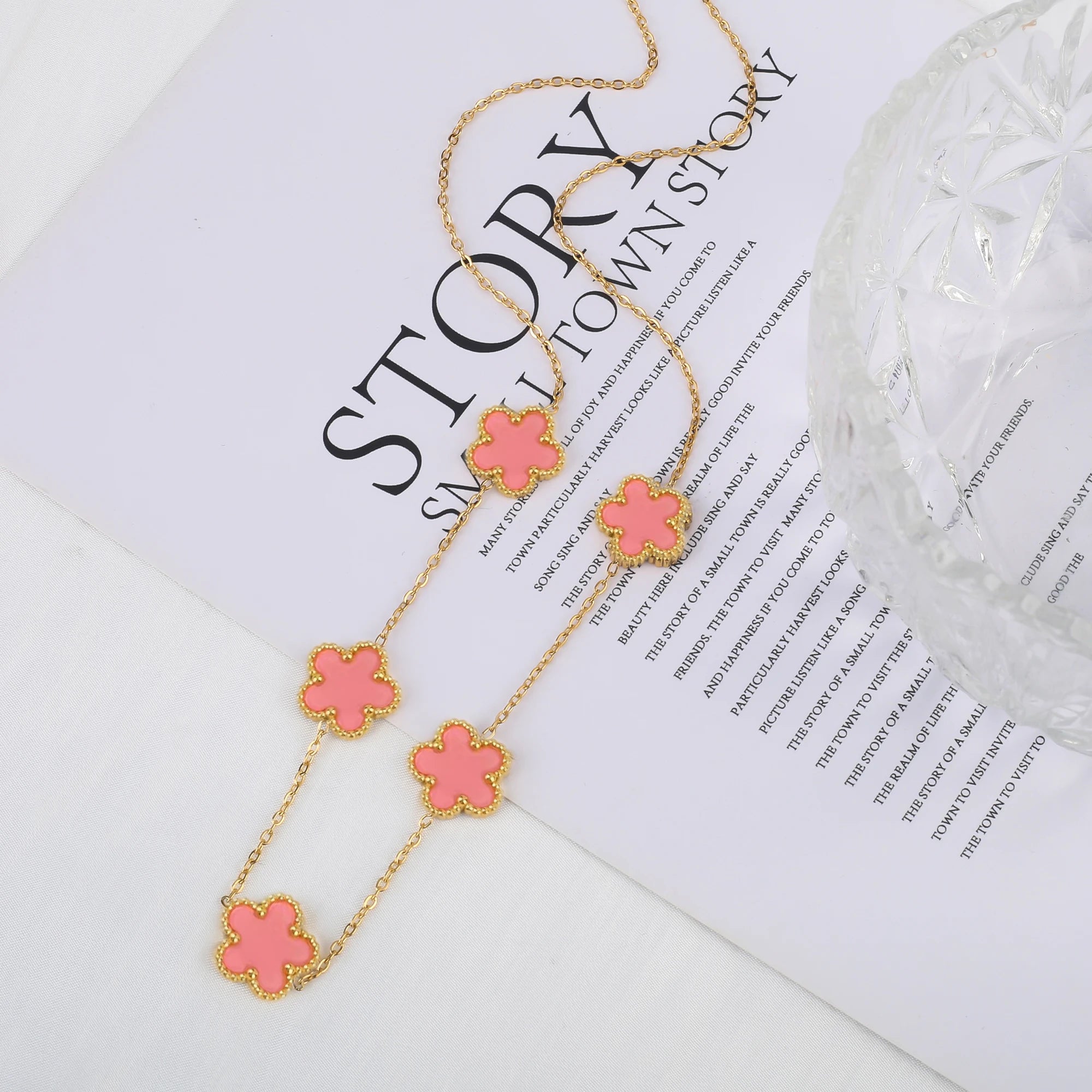 Stainless Steel Laser Five Leaf Flower Adjustable Clover Bracelets