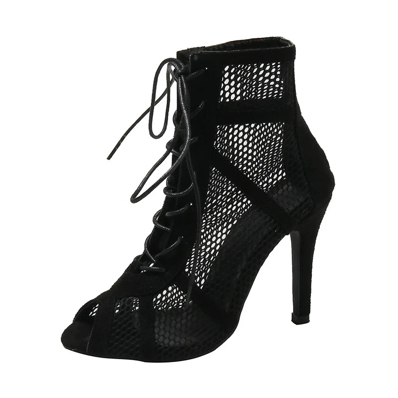 Cross-tied Peep Toe Heels