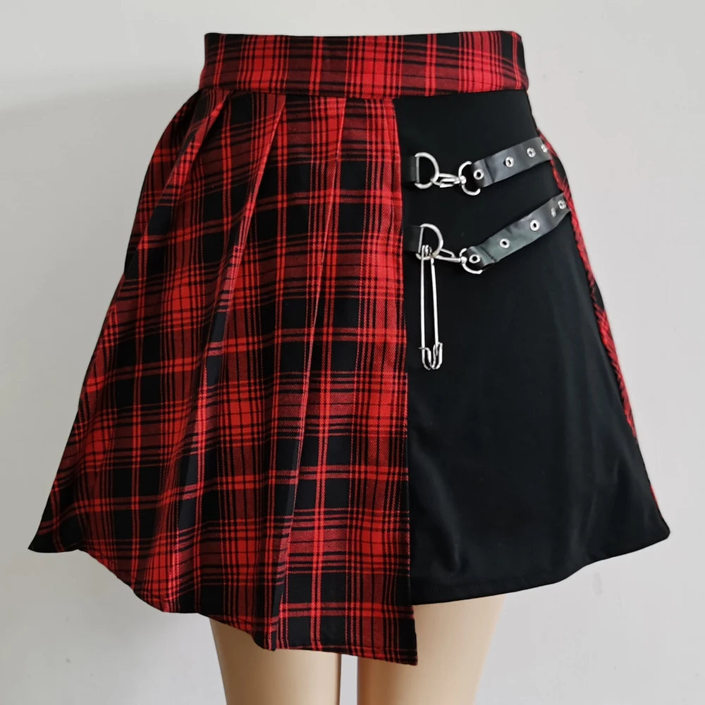 Plaid Pleated Mini High Waist Skirts