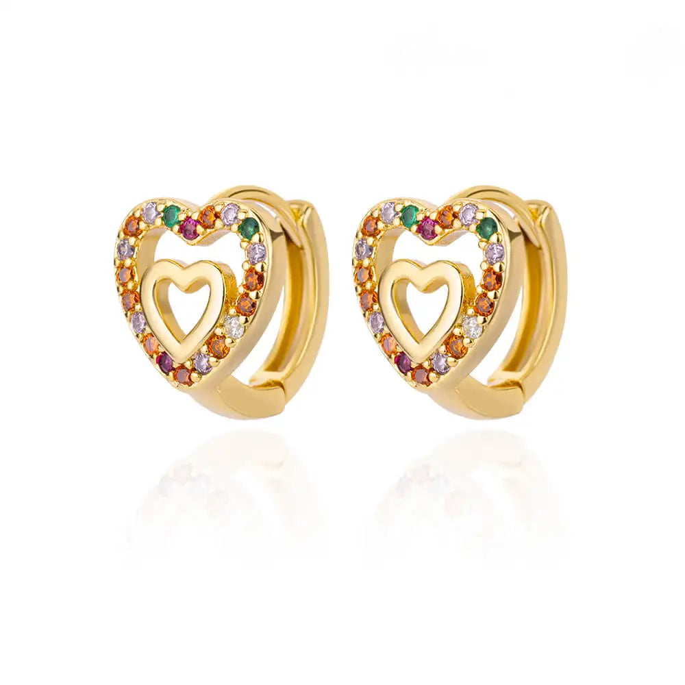 Stainless Steel Hollow Zircon Heart Earrings