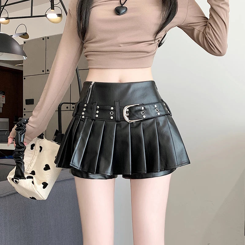 Pleated Leather Skirts