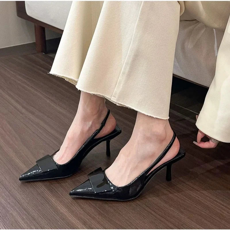 Square Buckle Pointed Toe Sandals