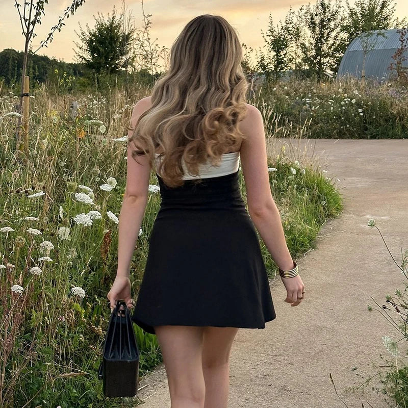 Color Block Strapless  Mini Dress