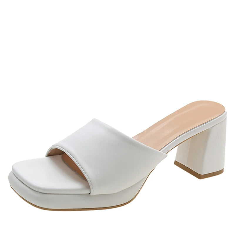 Chunky Heels Platform Flip Flops